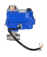 Кран шаровой DN.ru BV3232P(2pc)-FP-T-ISO-H 3/8″ Ду10 Ру63 полнопроходной двухходовой, нержавеющая сталь SS316, внутренняя резьба, уплотнение - PTFE, с электроприводом четвертьоборотным DN.ru QT-N-003EM-O1-12VDC-У1 blue