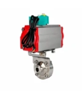 Затвор дисковый поворотный DN.ru WBV3131S-2W-C-H Ду100 Ру10 кламповый, корпус - пищевая нержавеющая сталь 304, уплотнение - Silicon, с пневмоприводом PA-SA-083 и магнитным переключателем ALS200D