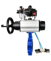 Затвор дисковый поворотный DN.ru WBV1616E-2W-Fb-H Ду125 Ру16 LUG корпус - чугун QT450, диск - чугун QT450, уплотнение - EPDM, с пневмоприводом DN.ru PA-DA-105-1, пневмораспределителем 4V320-08 AC220V, БКВ APL-410N EX и БПВ AFC2000