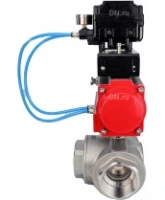 Кран шаровой DN.ru BV3232P(4pc)-SP-3WL-T-ISO-H Ду15 Ру63 стандартнопроходной, внутренняя резьба, нержавеющая сталь SS316, L-типа, c пн.приводом DN.ru PA-DA-052 двойного действия и электропневматическим позиционером DN.ru YT-1000RSN с обратной связью