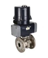 Кран шаровой DN.ru BV3232P(2pc)-FP-F-ISO-H Ду100 Ру16 полнопроходной, фланцевый, корпус - нержавеющая сталь SS316, уплотнение - PTFE, с электроприводом четвертьоборотным DN.ru QTSA-N-014EM-O0-220VAC с пружинным возвратом