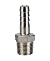 Штуцер елочка DN.ru BF32-T-1/2-13 1/2″х13мм Ду15 Ру16 шланговый, корпус - нержавеющая сталь AISI 316 (CF8M), присоединение - наружная резьба/штуцер