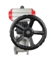 Кран шаровой DN.ru BV3232P-FP-Fb-ISO-H Ду15 Ру16, корпус - сталь 316, уплотнение - PTFE, полнопроходной, межфланцевый с пневмоприводом DN.ru PA-DA-065 двойного действия, ручным дублером MON1-250-T26-ISO и пневмораспределителем 4M310-08 AC220V