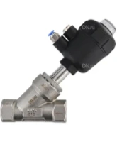 Клапан отсечной пневматический DN.ru VSP3241P-T-1PNC 1″ Ду25 Ру25, корпус - нержавеющая сталь SS316, резьбовой, Y-образный, корпус привода - пластик