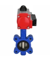 Затвор дисковый поворотный DN.ru WBV1616E-2W-Fb-H Ду100 Ру16 LUG корпус - чугун QT450, диск - чугун QT450, уплотнение - EPDM, с пневмоприводом DN.ru PA-SA-130 и пневмораспределителем 4M310-08 AC220V