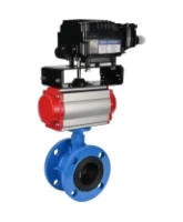 Затвор дисковый поворотный DN.ru WBV1313E-2W-F-H Ду100 Ру16 фланцевый, корпус - чугун GGG40, диск - чугун GGG40, уплотнение - EPDM, с пневмоприводом DN.ru PA-DA-105 и позиционером DN.ru YT-1000RSN с обратной связью