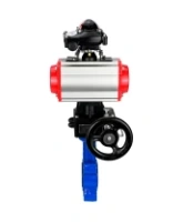 Затвор дисковый поворотный DN.ru WBV1616E-2W-Fb-H Ду125 Ру16 LUG корпус - чугун QT450, диск - чугун QT450, уплотнение - EPDM, с пневмоприводом DN.ru PA-DA-105, пневмораспределителем 4M310-08 AC220V, БКВ APL-210N и дублером MON3-700-T38-ISO