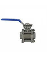 Кран шаровой DN.ru BV3232P(3pc)-FP-T-ISO-H 1 1/2″ Ду40 Ру40 полнопроходной, нержавеющая сталь AISI 316, резьбовой, с ISO фланцем и рукояткой