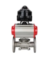 Кран шаровой DN.ru BV3131P(3pc)-FP-F-ISO-H Ду15 Ру40 фланцевый, полнопроходной, трехсоставной, корпус - нержавеющая сталь SS304, уплотнение - PTFE, с пн.приводом DN.ru PA-DA-052 пн.распределителем 4M310-08 DC24V и БКВ APL-510N-EX
