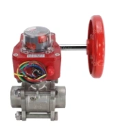 Кран шаровой DN.ru BV3232P(3pc)-FP-W-ISO-H Ду50 Ру40 полнопроходной двухходовой, нержавеющая сталь SS316, под приварку, уплотнение - PTFE, с ISO фланцем и редуктором DN.ru HGBF RQN1-180Z с индикатором положения и датчиком обратной связи
