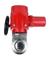 Затвор дисковый поворотный DN.ru WBV3131E-2W-W-H Ду50 Ру10 под приварку, корпус - пищевая нержавеющая сталь 304, уплотнение - EPDM, с электроприводом QT-EX-005M-O2-220VAC-У1 с моментной муфтой и штурвалом