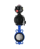 Затвор дисковый поворотный DN.ru WBV1432E-2W-Fb-H Ду150 Ру16, корпус - чугун GGG50, диск - нержавеющая сталь 316L, уплотнение - EPDM, с пневмоприводом DN.ru PA-DA-105-1 двойного действия, пневмораспределителем 4M310-08 AC220V, БКВ APL-510N-EX