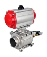 Кран шаровой DN.ru BV3232P(3pc)-FP-W-ISO-H WDVF Ду40 Ру40 полнопроходной, трехсоставной, корпус - нержавеющая сталь 316, уплотнение - PTFE, под приварку, с пневмоприводом PA-SA-105, пневмораспределителем 4V320-08 AC220V