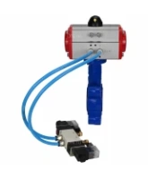 Затвор дисковый поворотный DN.ru WBV1631N-2W-Fb-H Ду150 Ру16 LUG корпус - чугун QT450, диск - нержавеющая сталь 304, уплотнение - NBR, с пневмоприводом DN.ru PA-SA-160 и пневмораспределителем 4V320-08 AC220V