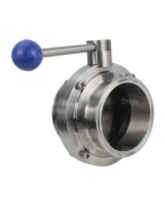 Затвор дисковый поворотный кламповый DN.ru WBV3131E-2W-C-H Ду50 Ру10 корпус - пищевая нержавеющая сталь 304, уплотнение – EPDM, присоединение - кламп (clamp), с рукояткой