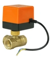 Кран шаровой DN.ru BV0030NP-SP-3L-T-ED Ду20 Ру16 стандартнопроходной, L-тип, трехходовой, латунь, внутренняя резьба, уплотнение - нитриловый каучук / PTFE, с электроприводом 220В без концевых выключателей