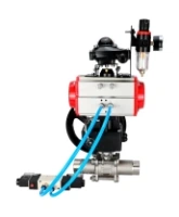 Кран шаровой DN.ru BV3232P(3pc)-FP-W-ISO-H LONG Ду65 Ру25 полнопроход., корпус - нерж.сталь 316, уплотнение - PTFE, под приварку, с пн.приводом PA-DA-083, пн.распределителем 4V320-08 AC220V, редуктором MON2-450-T28-ISO, БКВ APL-210N и БПВ AFC2000