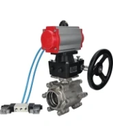 Кран шаровой DN.ru BV3232P(3pc)-FP-SW-ISO-H Ду80 Ру63 полнопроходной, корпус - нержавеющая сталь SS316, под приварку, с пневмоприводом PA-DA-105, пневмораспределителем 4V320-08 AC220V, ручным дублером MON2-450-T28-ISO