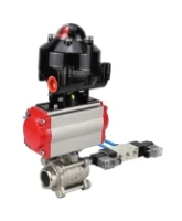 Кран шаровой DN.ru BV3232P(3pc)-FP-W-ISO-H Ду65 Ру25 под приварку, полнопроходной, корпус - нержавеющая сталь SS316, уплотнение - PTFE, с пн.приводом DN.ru PA-DA-083 пн.распределителем 4V320-08 AC220V БКВ APL-510N-EX