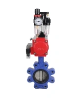Затвор дисковый поворотный DN.ru WBV1631N-2W-Fb-H Ду150 Ру16 LUG корпус - чугун QT450, диск - нержавеющая сталь 304, уплотнение - NBR, с пневмоприводом DN.ru PA-DA-105, пневмораспределителем 4M310-08 DC24V и БПВ AFC2000
