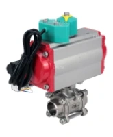 Кран шаровой DN.ru BV3232P(3pc)-FP-W-ISO-H Ду80 Ру25 полнопроходной, корпус - нержавеющая сталь 316, уплотнение - PTFE, под приварку, с пневмоприводом PA-DA-105, пневмораспределителем 4M310-08 AC220V и магнитным переключателем ALS200D