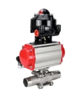 Кран шаровой DN.ru BV3232P(3pc)-FP-W-ISO-H LONG Ду80 Ру25 полнопроходной, корпус - нержавеющая сталь 316, уплотнение - PTFE, под приварку, с пневмоприводом DN.ru PA-SA-130, пневмораспределителем 4M310-08 AC220V и БКВ APL-510N EX