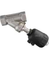 Клапан отсечной пневматический DN.ru VSP3241P-T-1PNC 1 1/2″ Ду40 Ру25, корпус - нержавеющая сталь SS316, резьбовой, Y-образный, корпус привода - пластик