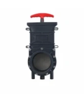 Задвижка шиберная DN.ru GVKR4331TPV-2W-G-Hт Ду100 Ру1.6 клеевая, с выдвижным штоком, материал корпуса - ПВХ (PVC), шибер - нержавеющая сталь 304, уплотнение - TPV (ТПВ), с ручкой