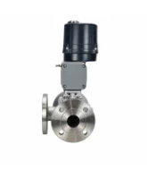 Кран шаровой DN.ru BV3232P(2pc)-FP-3WL-F-ISO-H Ду20 Ру16 HYMT, трехходовой L-тип, полнопроходной, фланцевый, корпус - нержавеющая сталь SS316, с электроприводом QTSA-N-003EM-O0-220VAC с пружинным возвратом