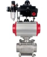 Кран шаровой DN.ru BV3232P(3pc)-FP-W-ISO-H WDVF Ду40 Ру40 полнопроходной, трехсоставной, корпус - нержавеющая сталь 316, уплотнение - PTFE, под приварку, с пневмоприводом PA-SA-105, пневмораспределителем 4M310-08 DC24V, БКВ APL-410N EX, БПВ AFC2000
