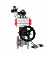 Кран шаровой DN.ru BV3232P(2pc)-FP-F-ISO-H WDVF Ду80 Ру16 полнопроходной, фланцевый, нержавеющая сталь 316, PTFE, с пневмоприводом PA-DA-105, пневмораспределителем 4V320-08 AC220V, БКВ APL-210N, БПВ AFC2000 и ручным дублером MON2-450-T28-ISO