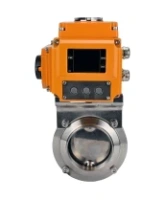 Затвор дисковый поворотный DN.ru WBV3131S-2W-W-H Ду80 Ру10 под приварку, корпус - пищевая нержавеющая сталь 304, уплотнение - Silicon, с электроприводом QT-N-005EM-A1-220VAC-У1 c датчиком обратной связи и входным управляющим сигналом 4-20мА HARK