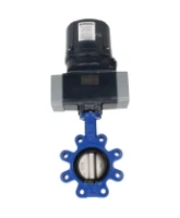 Затвор дисковый поворотный DN.ru WBV1631N-2W-Fb-H Ду150 Ру16 LUG межфланцевый, корпус - чугун QT450, диск - нержавеющая сталь AISI 304, уплотнение - NBR, с электроприводом четвертьоборотным DN.ru QTSA-N-020EM-O0-220VAC с пружинным возвратом