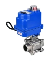 Кран шаровой DN.ru BV3232P(3pc)-FP-W-ISO-H WDVF Ду15 Ру63 полнопроходной, трехсоставной, корпус - нержавеющая сталь 316, уплотнение - PTFE, под приварку, с 1/4-оборотным электроприводом DN.ru QT-N-003EM-O1-12VDC-У1 blue