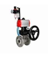 Кран шаровой DN.ru BV3232P(2pc)-FP-F-ISO-H Ду80 Ру16, фланцевый, полнопроходной, двухсоставной, нержавеющая сталь SS316, PTFE, с пневмоприводом PA-DA-083, с пневмораспределителем 4V320-08 AC220V, ручным дублером MON2-450-T28-ISO, БПВ AFC2000