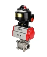 Кран шаровой DN.ru BV3232P(3pc)-FP-W-ISO-H Ду65 Ру25 полнопроходной двухходовой, нержавеющая сталь SS316, под приварку, уплотнение - PTFE, с пневмоприводом DN.ru PA-DA-83 и БКВ APL-510N-EX