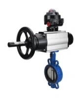 Затвор дисковый поворотный DN.ru WBV1413E-2W-Fb-H Ду150 Ру16, корпус - чугун GGG50, диск - чугун GGG40, уплотнение - EPDM, с пневмоприводом DN.ru PA-DA-105-1 двойного действия, пневмораспределителем 4M310-08 AC220V, БКВ APL-510N-EX
