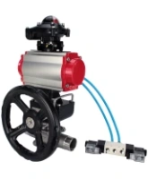 Кран шаровой DN.ru BV3232P(3pc)-FP-W-ISO-H LONG Ду65 Ру25 полнопроход., корпус - нерж.сталь 316, уплотнение - PTFE, под приварку, с пн.приводом PA-DA-083, пн.распределителем 4V320-08 AC220V, редуктором MON2-450-T28-ISO и БКВ APL-210N