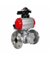 Кран шаровой DN.ru BV3232P(2pc)-FP-3WL-F-ISO-H Ду20 Ру16 HYMT, трехходовой L-тип, полнопроходной, фланцевый, корпус - нержавеющая сталь SS316, с пневмоприводом PA-DA-052, пневмораспределителем 4M310-08 24В NAMUR и БКВ APL-210N