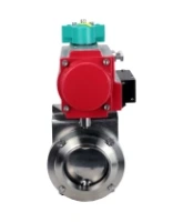 Затвор дисковый поворотный DN.ru WBV3131S-2W-W-H Ду80 Ру10 под приварку, пищевая нержавеющая сталь 304, уплотнение - Silicon, с пневмоприводом PA-DA-052, пневмораспределителем 4M310-08 AC220V и магнитным переключателем ALS200D