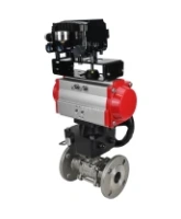Кран шаровой DN.ru BV3131P(3pc)-FP-F-ISO-H Ду15 Ру40, трехсоставной полнопроходной фланцевый, нержавеющая сталь SS304, PTFE, с пневмоприводом PA-DA-052, ручным дублером MON1-250-T26-ISO и с электропневматическим позиционером YT-1000RSN без обратной связи