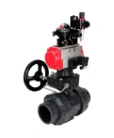 Кран шаровой DN.ru BV4242E-FP-GRM-ISO Дн50 Ру10 полнопроходной, корпус - НПВХ, шар - НПВХ, уплотнение - EPDM, с пневмоприводом PA-DA-052, пневмораспределителем 4M310-08 AC220V, ручным дублером MON1-250-T26-ISO, БКВ APL-210N и БПВ AFC2000