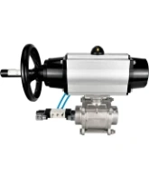 Кран шаровой DN.ru BV3232P(3pc)-FP-W-ISO-H Ду80 Ру25, полнопроходной, трехсоставной, нержавеющая сталь 316, уплотнение - PTFE, под приварку, с пневмоприводом PA-DA-105-1, пневмораспределителем 4V320-08 AC220V