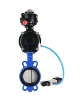 Затвор дисковый поворотный DN.ru WBV1432N-2W-Fb-H Ду125 Ру16, корпус - чугун GGG50, диск - нержавеющая сталь 316L, уплотнение - NBR, с пневмоприводом DN.ru PA-DA-105-1 двойного действия, с пневмораспределителем 4V320-08 AC220V, с БКВ APL-510N-EX