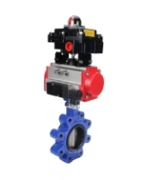 Затвор дисковый поворотный DN.ru WBV1631N-2W-Fb-H Ду150 Ру16 LUG корпус - чугун QT450, диск - нержавеющая сталь 304, уплотнение - NBR, с пневмоприводом DN.ru PA-SA-160, пневмораспределителем 4M310-08 AC220V и БКВ APL-410N EX