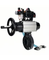 Затвор дисковый поворотный DN.ru WBV4242E-2W-Fb-ISO Дн80 Ру10 межфланцевый, корпус - НПВХ, диск - НПВХ, уплотнение - EPDM, с пневмоприводом PA-DA-105-1, пневмораспределителем 4V320-08 AC220V, БКВ APL-410N EX и БПВ AFC2000