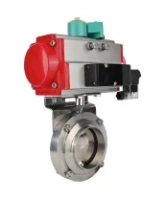 Затвор дисковый поворотный DN.ru WBV3131E-2W-W-H Ду50 Ру10 под приварку, корпус - пищевая нержавеющая сталь 304, уплотнение - EPDM, с пневмоприводом PA-SA-065, пневмораспределителем 4M310-08 220В NAMUR и магнитным переключателем ALS200D