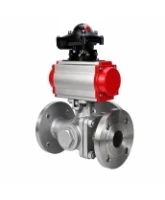 Кран шаровой DN.ru BV3232P(2pc)-FP-3WL-F-ISO-H Ду20 Ру16 HYMT, трехходовой L-тип, полнопроходной, фланцевый, корпус - нержавеющая сталь SS316, с пневмоприводом PA-DA-052, пневмораспределителем 4M310-08 24В NAMUR и БКВ APL-210N