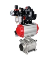 Кран шаровой DN.ru BV3232P(3pc)-FP-W-ISO-H WDVF Ду40 Ру40 полнопроходной, трехсоставной, корпус - нержавеющая сталь 316, уплотнение - PTFE, под приварку, с пневмоприводом PA-SA-105, пневмораспределителем 4M310-08 DC24V, БКВ APL-510N EX, БПВ AFC2000