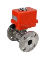 Кран шаровой DN.ru BV3131P(3pc)-FP-F-ISO-H Ду15 Ру40 трехсоставной из нержавеющей стали SS304, фланцевый, полнопроходной с электроприводом DN.ru QT-N-003EM-O1-220VAC-У1 MINI